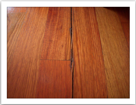 piso de madera agrietado por humed
